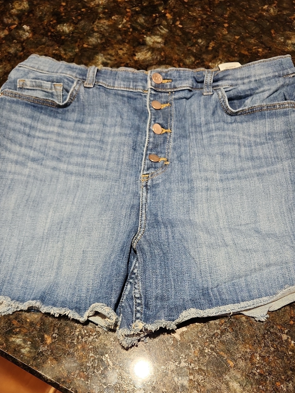 Lee Light Wash Button-Fly Frayed Hem Denim Shorts